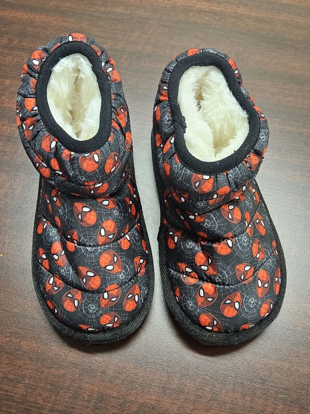 Marvel Kids Red and Black Spider Character Quilted Slipper Boots